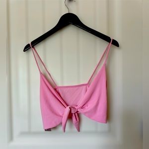 Women’s pink knot tie crop top